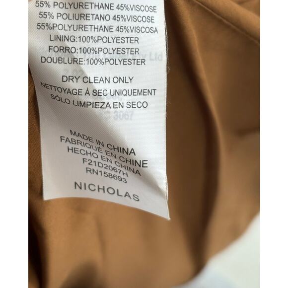 Nicholas Gayle‎ Faux Leather Wrap Front Midi Dress Cigar Tan Brown Size 6 NWT - Picture 12 of 13